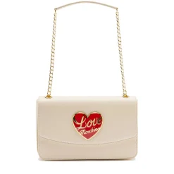 Borsa a Spalla e a Tracolla LOVE MOSCHINO Avorio con Cuore Rosso con Logo
