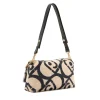 Borsa a Spalla Media LIU JO linea LaPuffy in Pelliccia Sintetica Beige con Logo All Over
