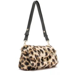 Borsa a Spalla Media LIU JO linea LaPuffy in Pelliccia Sintetica stampa Animalier