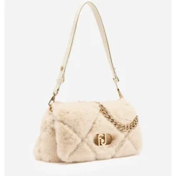 Borsa a Spalla Media LIU JO linea LaPuffy in Pelliccia Sintetica Trapuntata Marmo