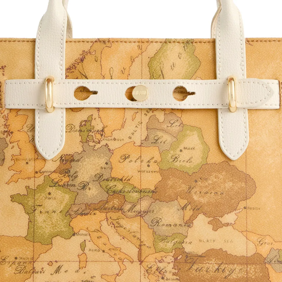 Borsa Donna a Mano 1A Classe Alviero Martini linea Escape Geo stampa Geo Classic e Avorio LE61