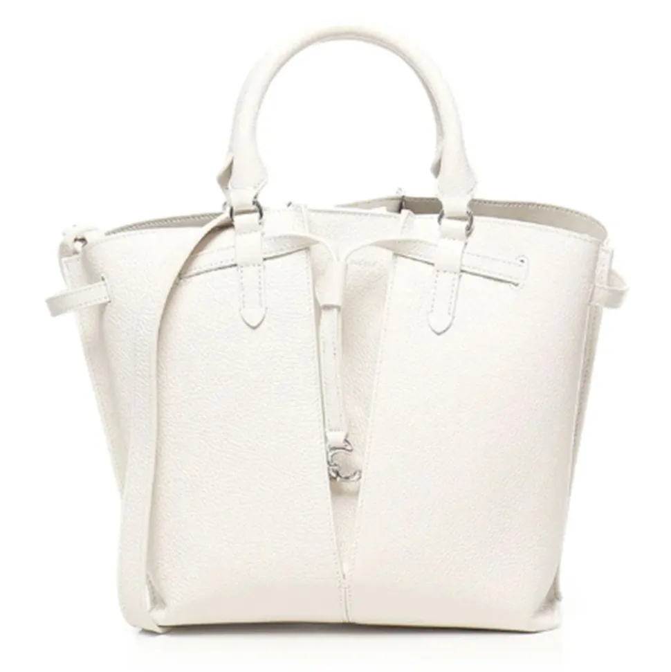 Borsa Donna a Mano a Secchiello COCCINELLE in Pelle Colore Blanco linea Flores Misura Piccola