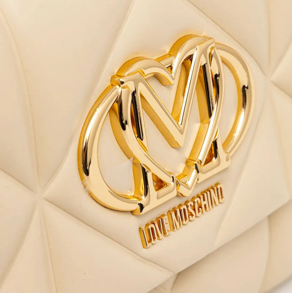 Borsa Donna a Mano con Tracolla LOVE MOSCHINO linea Embossed Trapuntata color Burro
