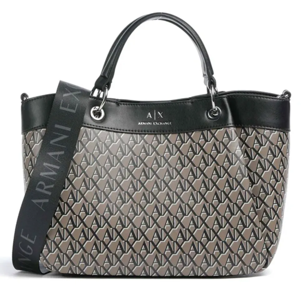 Borsa Donna a Mano con Tracolla ARMANI EXCHANGE colore Brown Bass - Black Linea Wave