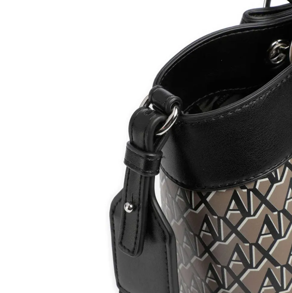 Borsa Donna a Mano con Tracolla ARMANI EXCHANGE colore Brown Bass - Black Linea Wave