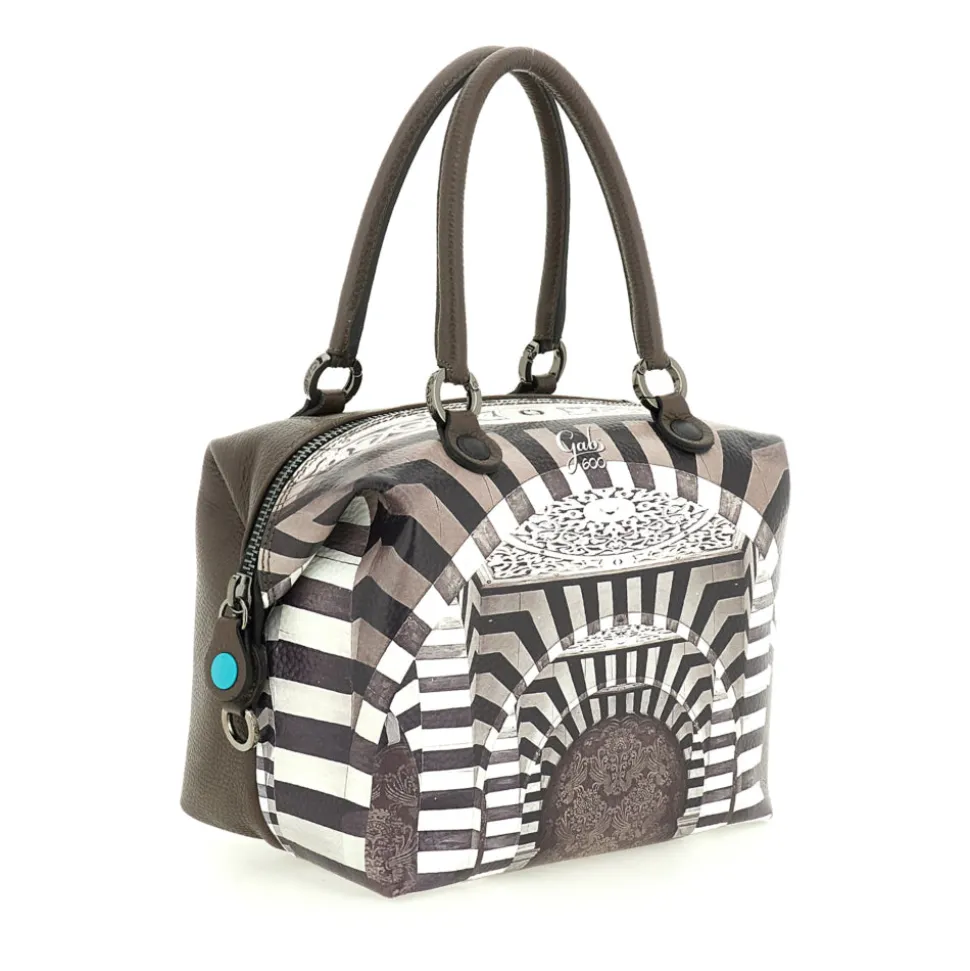 Borsa Donna a Mano con Tracolla GABS G3 PLUS Large in Pelle stampa Portone B/N