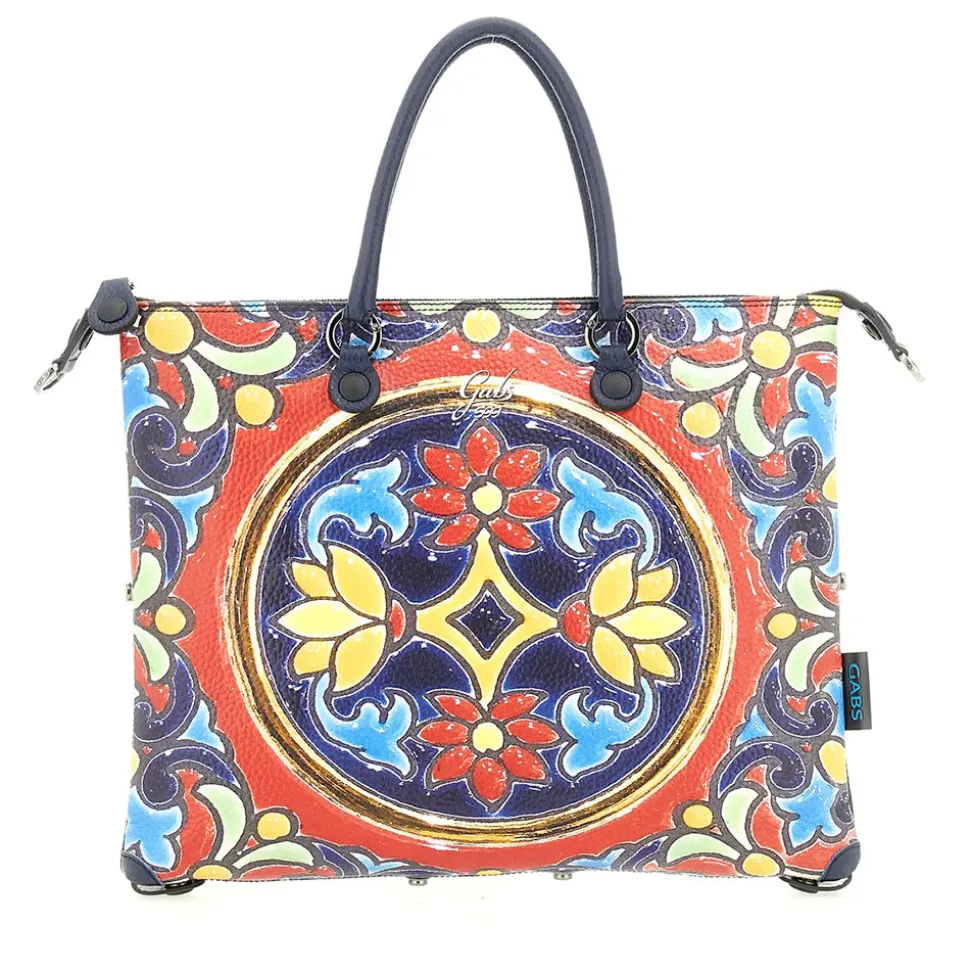Borsa Donna a Mano con Tracolla GABS G3 PLUS Medium in Pelle stampa Maioliche