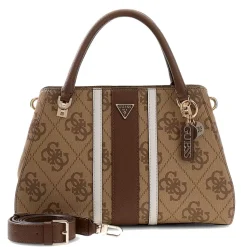 Borsa Donna a Mano GUESS Linea Noelle Colore Latte Logo - Brown