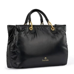 Borsa Donna a Mano Large BRACCIALINI linea Beth Puffy in Nylon Nero