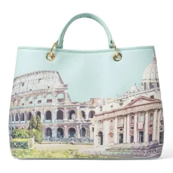 Borsa Donna a Mano Large BRACCIALINI linea Cartoline stampa Roma