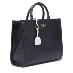 Borsa Donna a Mano Large LIU JO Better stampa Bottalata Nera con Charm