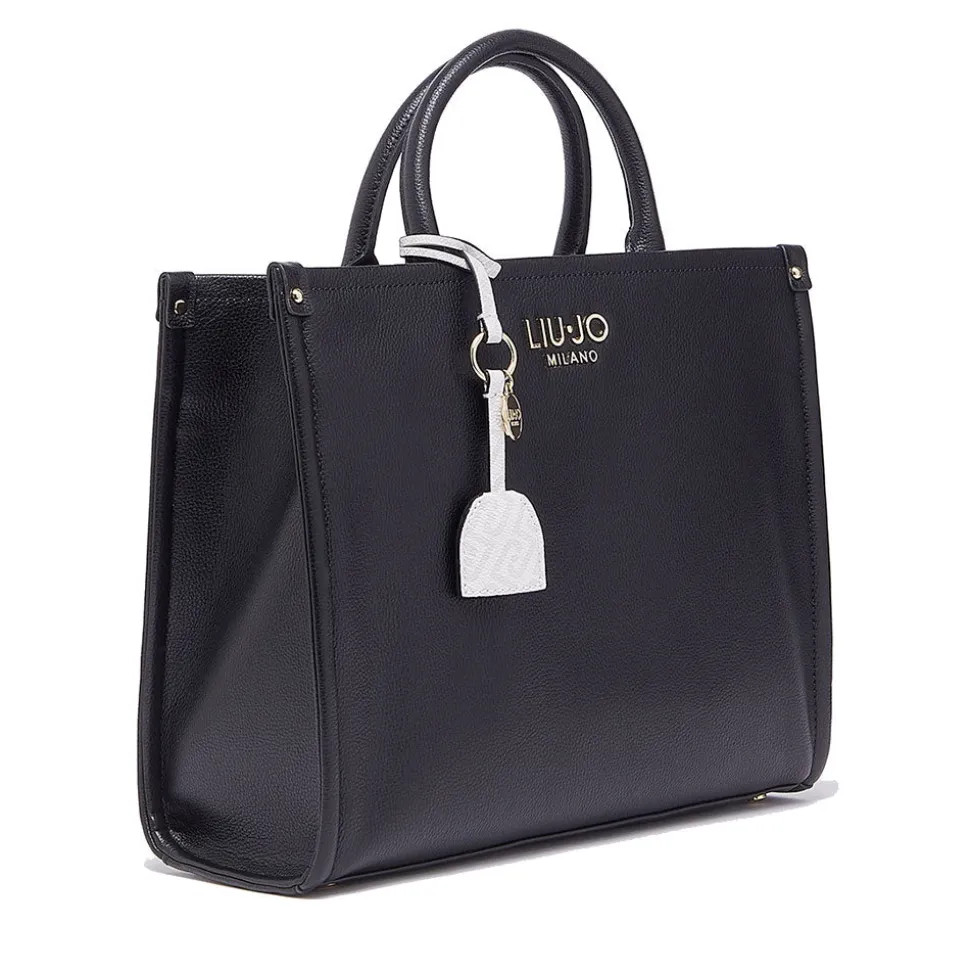 Borsa Donna a Mano Large LIU JO Better stampa Bottalata Nera con Charm