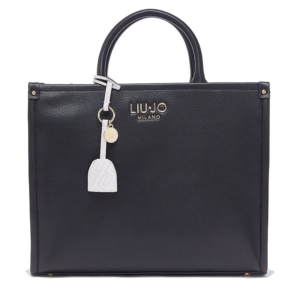 Borsa Donna a Mano Large LIU JO Better stampa Bottalata Nera con Charm