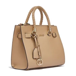 Borsa Donna a Mano LIU JO Better effetto Bottalato color Cammello con Charm