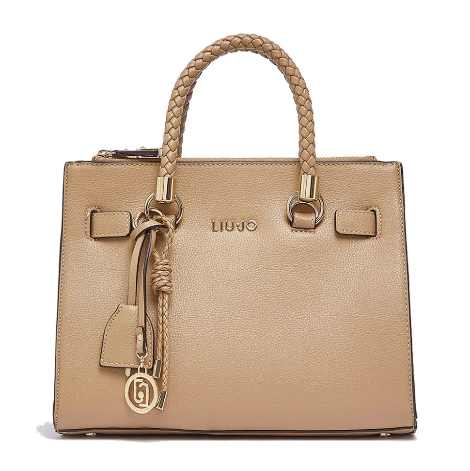 Borsa Donna a Mano LIU JO Better effetto Bottalato color Cammello con Charm