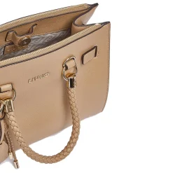 Borsa Donna a Mano LIU JO Better effetto Bottalato color Cammello con Charm