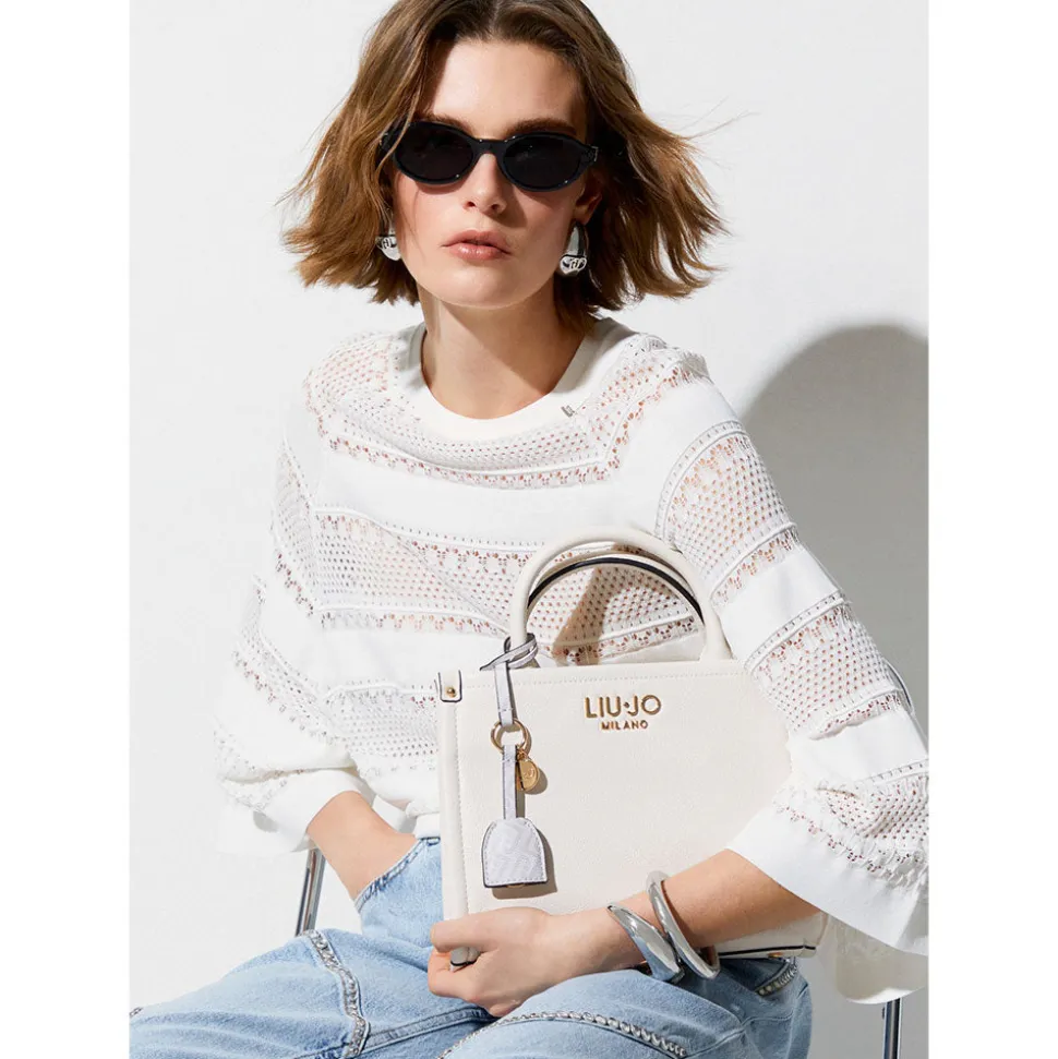 Borsa Donna a Mano LIU JO Better stampa Bottalata Dark Cipria con Charm