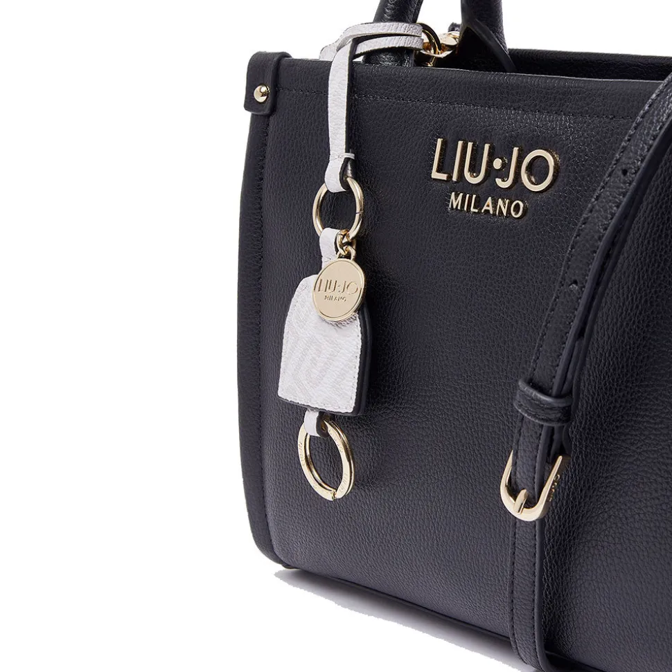 Borsa Donna a Mano LIU JO Better stampa Bottalata Nera con Charm