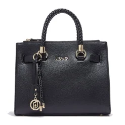 Borsa Donna a Mano LIU JO Better effetto Bottalato Nero con Charm