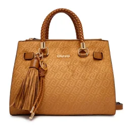 Borsa Donna a Mano LIU JO Marrone con Logo Monogram All Over