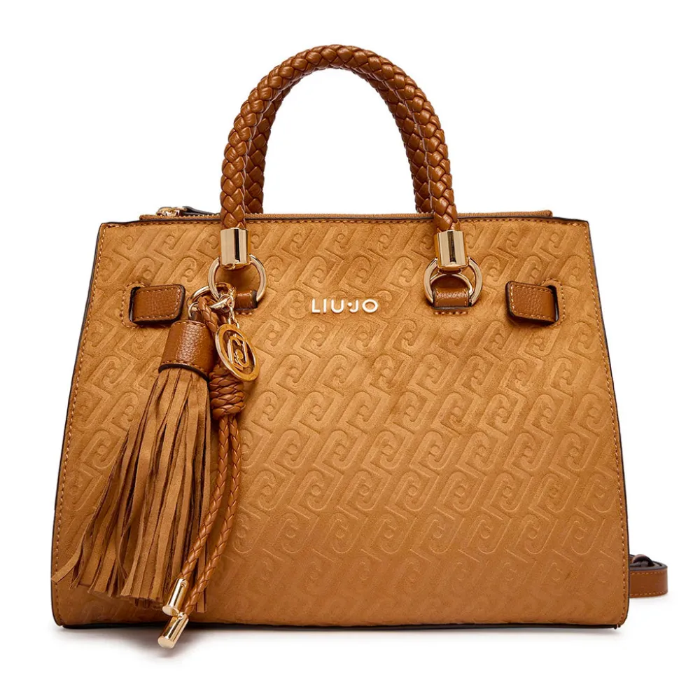 Borsa Donna a Mano LIU JO Marrone con Logo Monogram All Over
