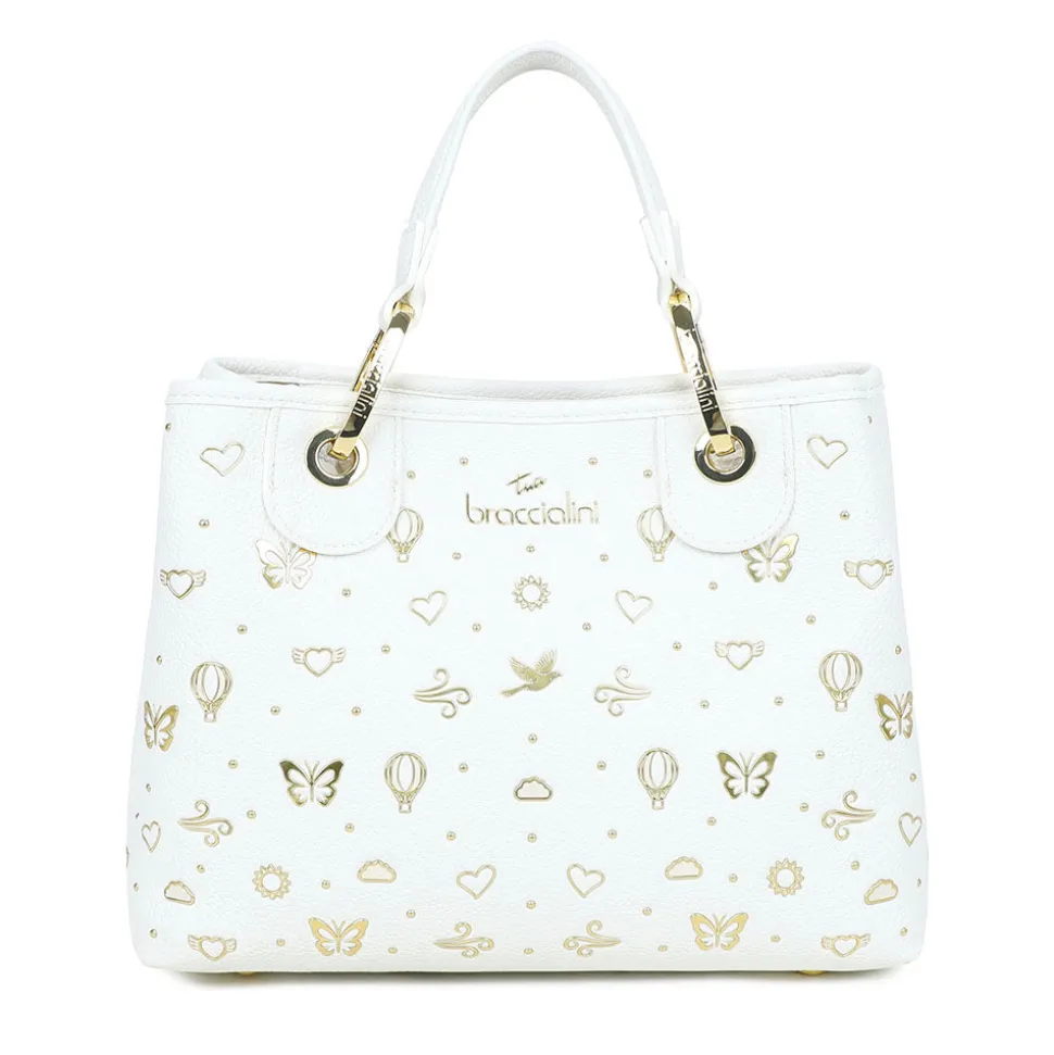 Borsa Donna a Mano Media BRACCIALINI linea Beth Strass Bianco