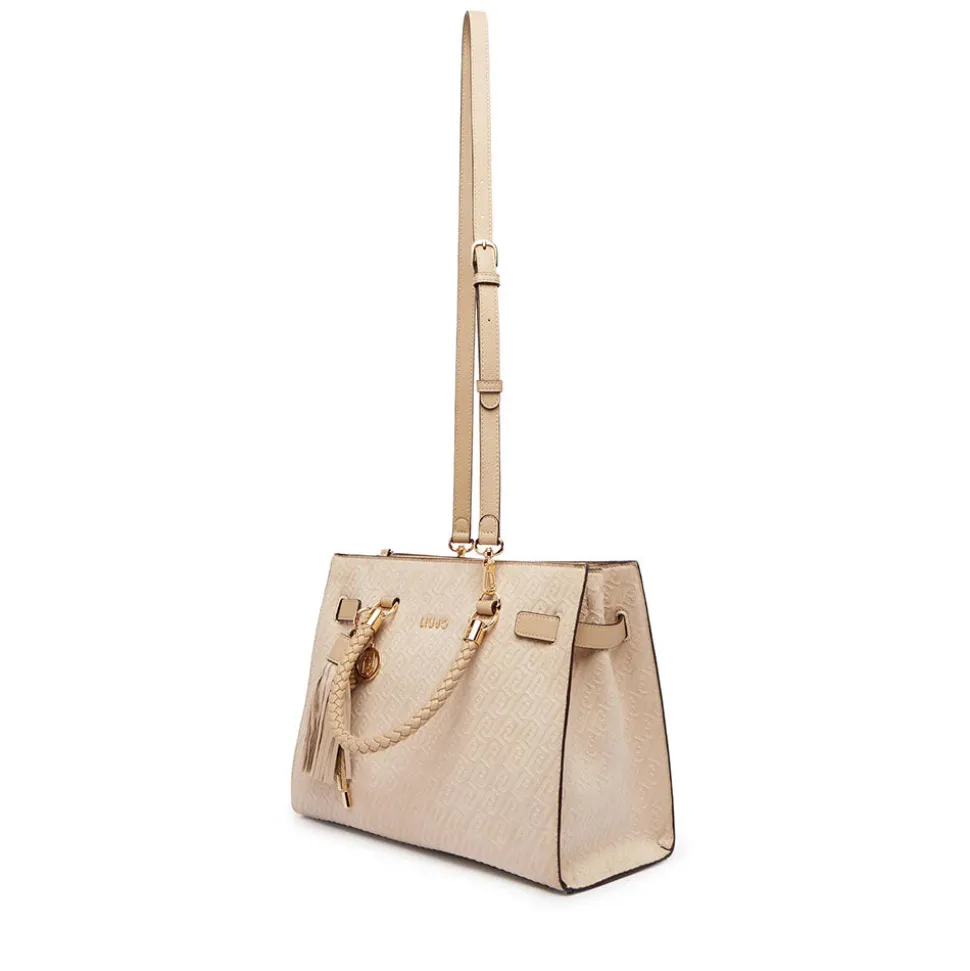 Borsa Donna a Mano Media LIU JO Neutro con Logo Monogram All Over