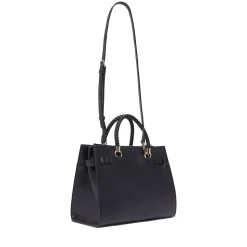 Borsa Donna a Mano Media LIU JO Better effetto Bottalato Nero con Charm