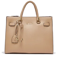Borsa Donna a Mano Media LIU JO Better effetto Bottalato color Cammello con Charm