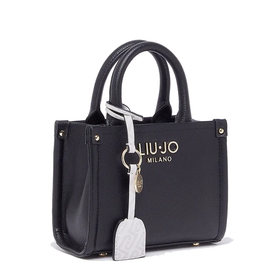 Borsa Donna a Mano Mini LIU JO Better stampa Bottalata Nera con Charm