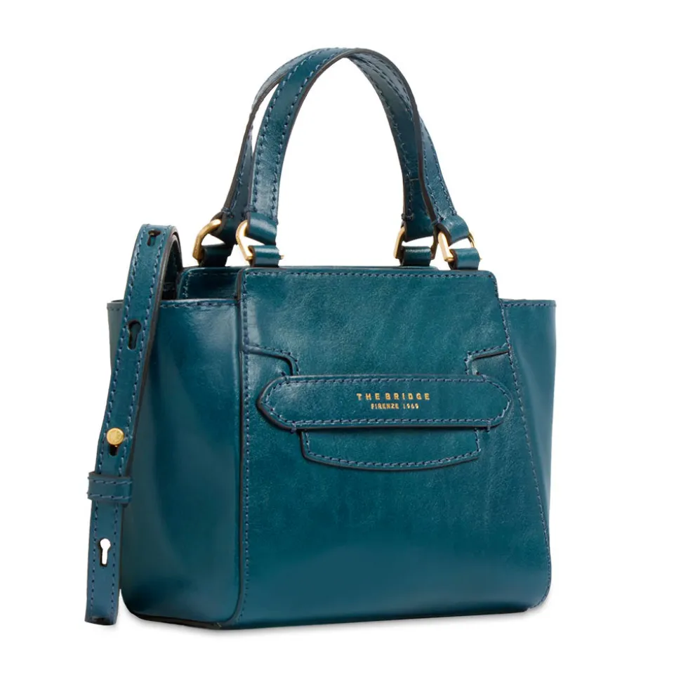Borsa Donna a Mano THE BRIDGE linea Lucrezia in Pelle Blu Pavone