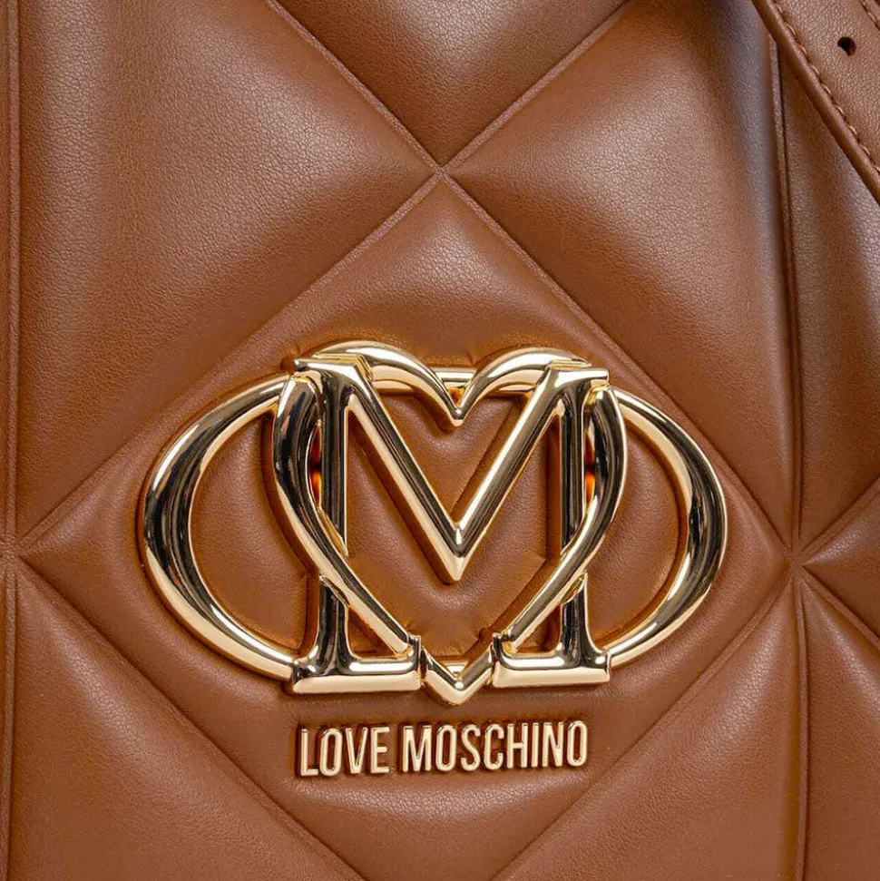 Borsa Donna a Mano Trapuntata LOVE MOSCHINO linea Embossed color Cuoio