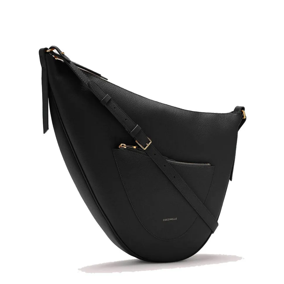 Borsa Donna Asimmetrica a Tracolla COCCINELLE linea Snuggie Medium in Pelle Nera