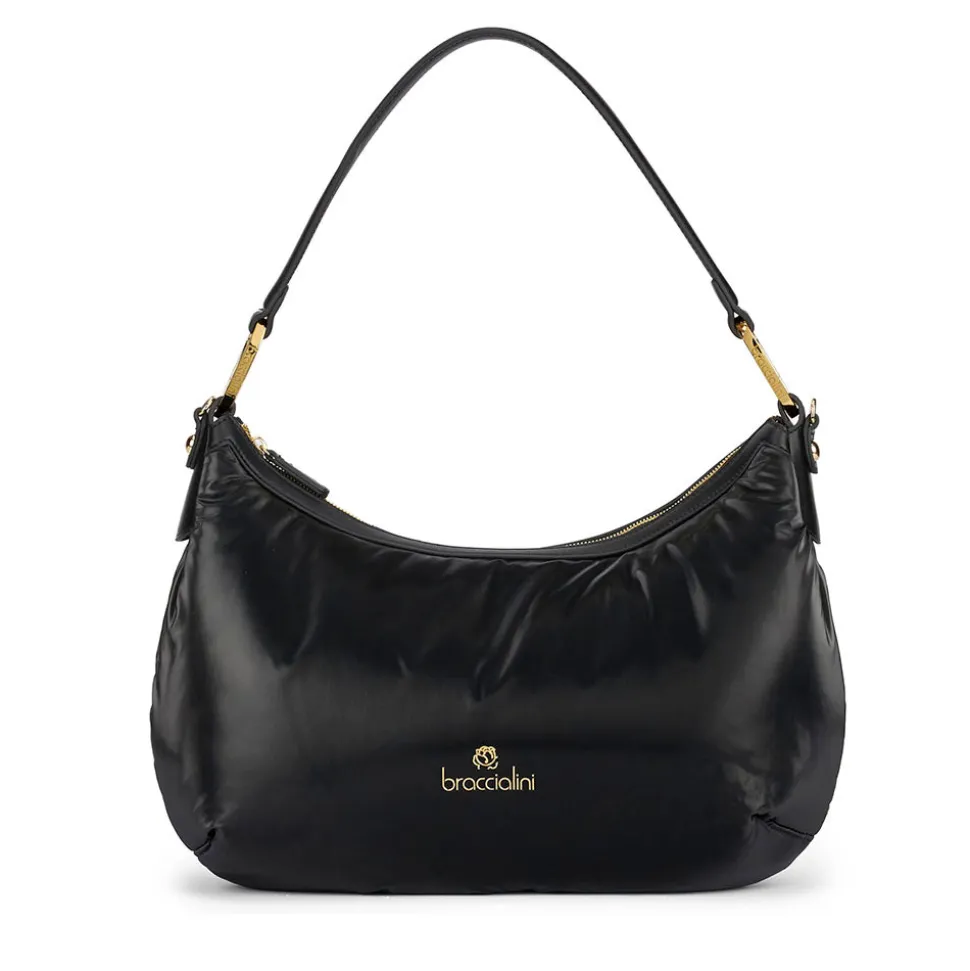 Borsa Donna a Spalla BRACCIALINI linea Beth Puffy in Nylon Nero