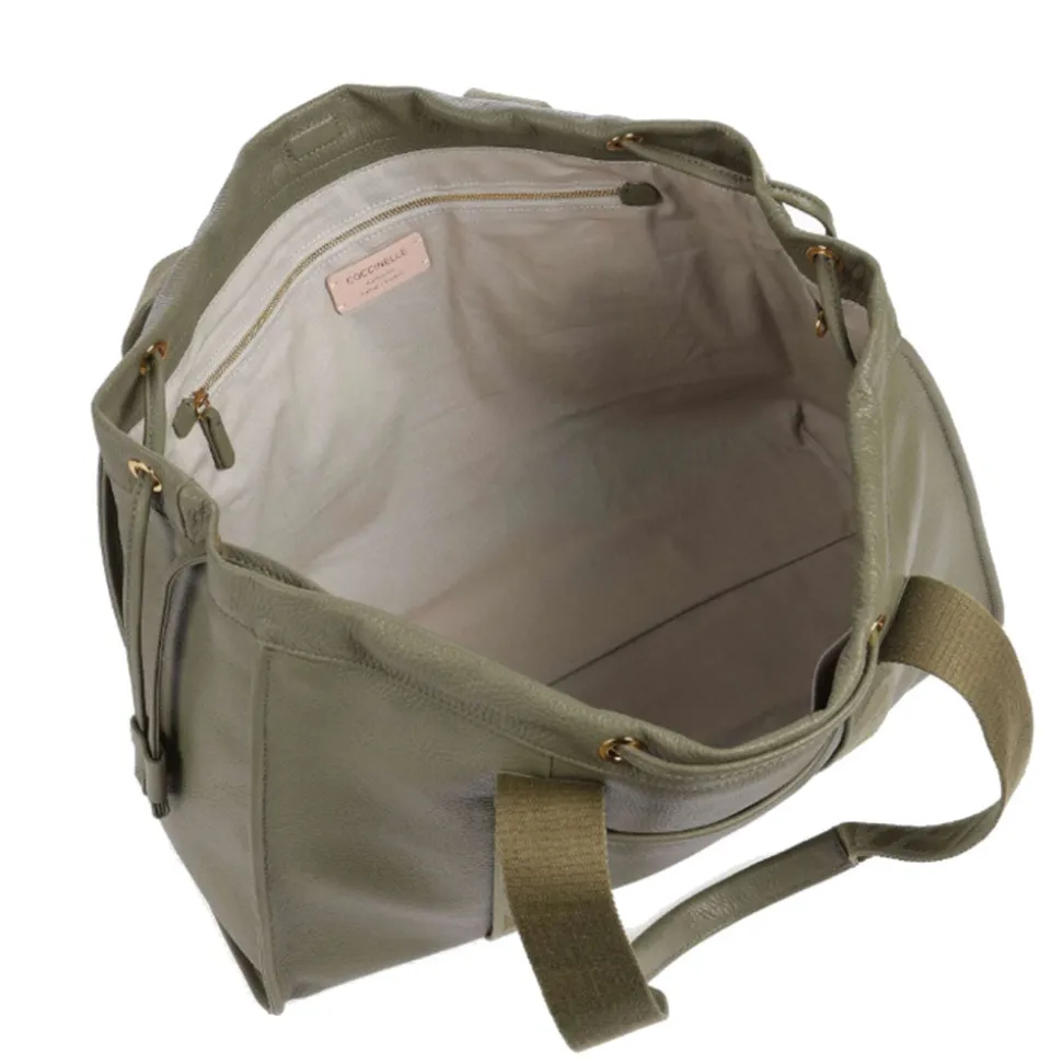 Borsa Donna a Spalla COCCINELLE in Pelle Linea 2Day Signature Large colore Laurel Green