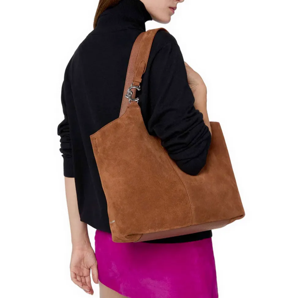 Borsa Donna a Spalla COCCINELLE in Camoscio Linea C-Easy Colore Cognac