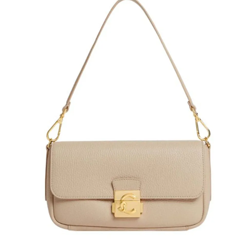 Borsa Donna a Spalla COCCINELLE in Pelle Martellata linea C-Me Colore Sandshell
