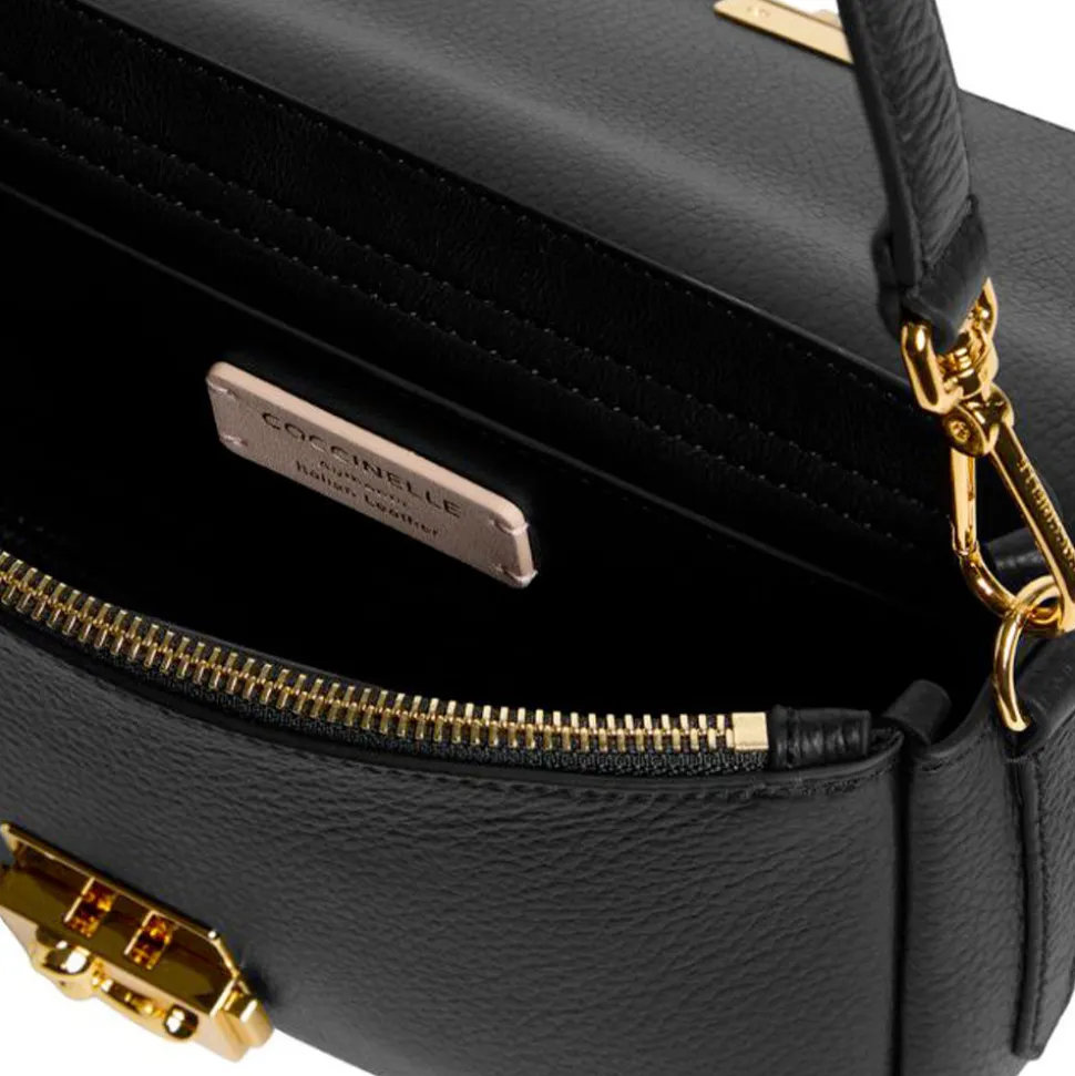 Borsa Donna a Spalla COCCINELLE in Pelle Martellata linea C-Me Colore Nero