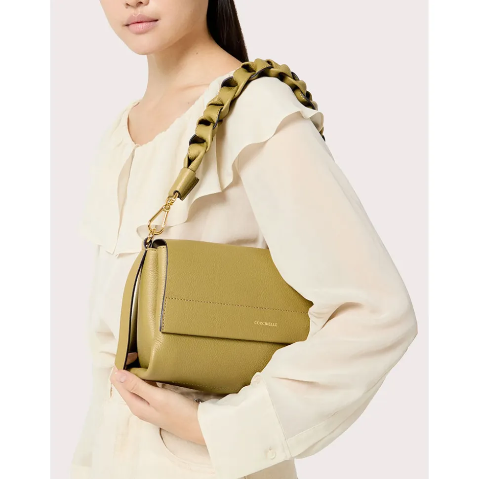 Borsa Donna a Spalla COCCINELLE in Pelle linea Boheme Small colore Sandshell - Seagrass