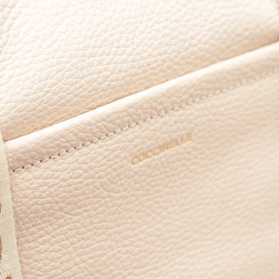 Borsa Donna a Spalla COCCINELLE in Pelle Linea 2Day Signature Large colore Lambskin White