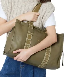 Borsa Donna a Spalla COCCINELLE in Pelle Linea 2Day Signature Large colore Lambskin White