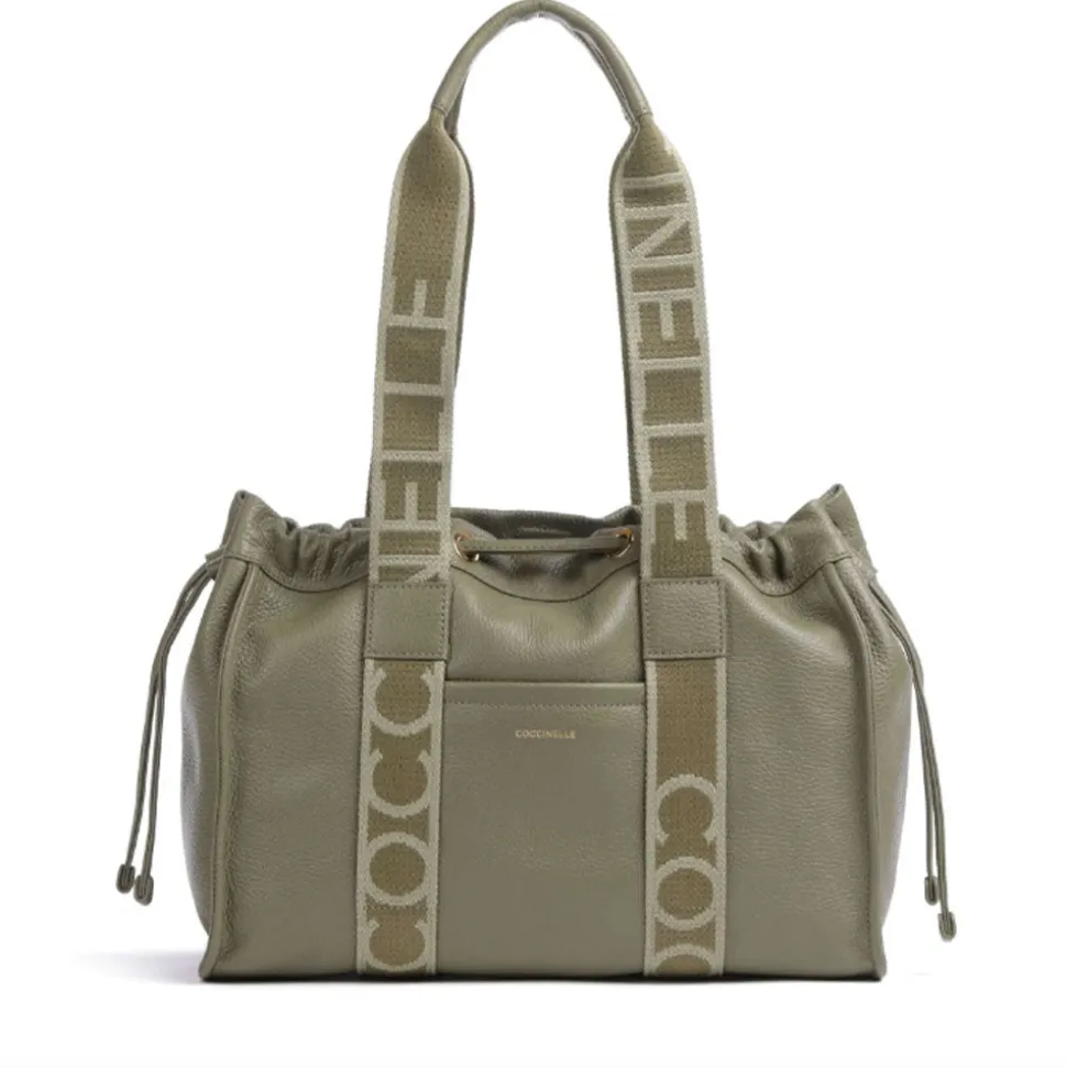 Borsa Donna a Spalla COCCINELLE in Pelle Linea 2Day Signature Medium colore Laurel Green