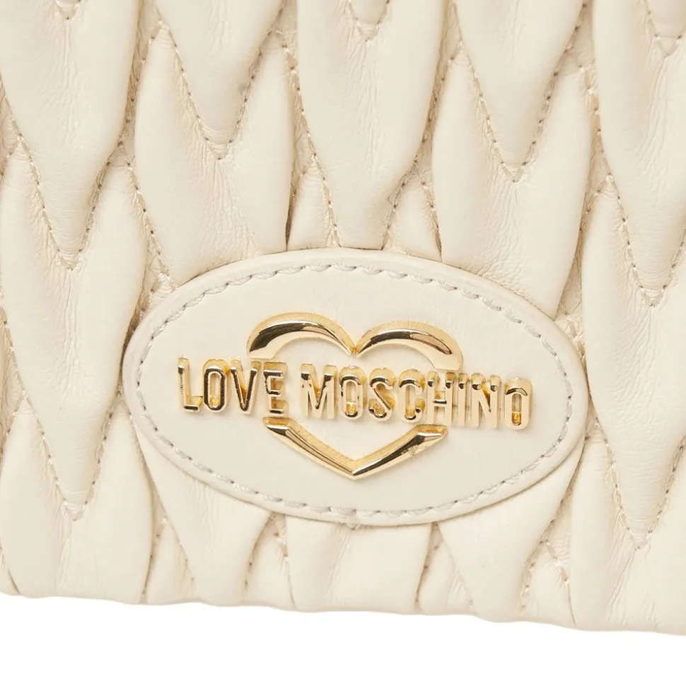 Borsa Donna a Spalla con Tracolla LOVE MOSCHINO Trapuntata Avorio