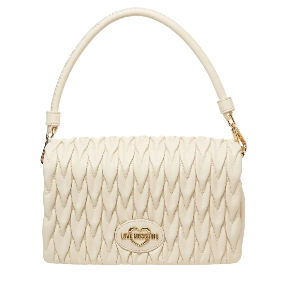 Borsa Donna a Spalla con Tracolla LOVE MOSCHINO Trapuntata Avorio