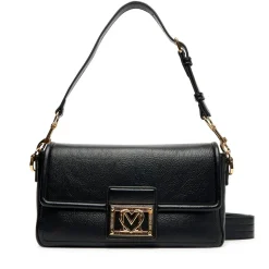 Borsa Donna a Spalla con Tracolla LOVE MOSCHINO Nera con Placca Quadrata con Logo