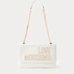 Borsa Donna a Spalla e Tracolla LOVE MOSCHINO in Vernice Bianca