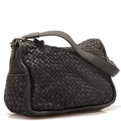 Borsa Donna a Spalla e Tracolla GIANNI CONTI in Pelle Intrecciata Nera