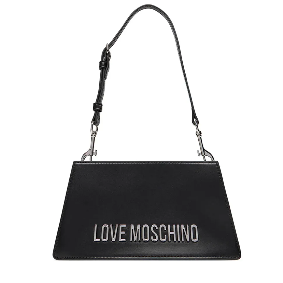 Borsa Donna a Spalla LOVE MOSCHINO Nera con Maxi Logo Nikel