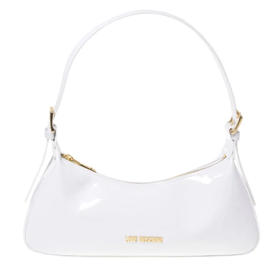 Borsa Donna a Spalla LOVE MOSCHINO in Ecopelle Effetto Vernice Bianca