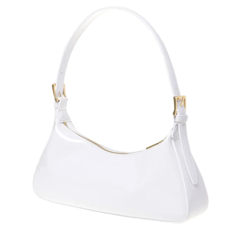 Borsa Donna a Spalla LOVE MOSCHINO in Ecopelle Effetto Vernice Bianca